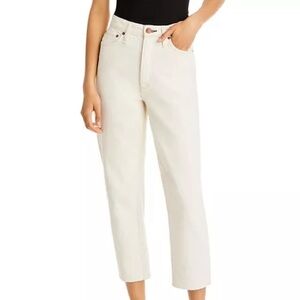 Rag & Bone Alissa High Rise Cropped Barrel Leg Jeans in Ecru